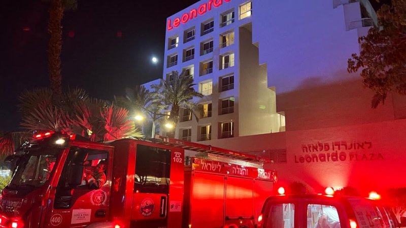 שריפה במלון לאונרדו פלאזה. צילום באדיבות כבאות והצלה לישראל מחוז דרום