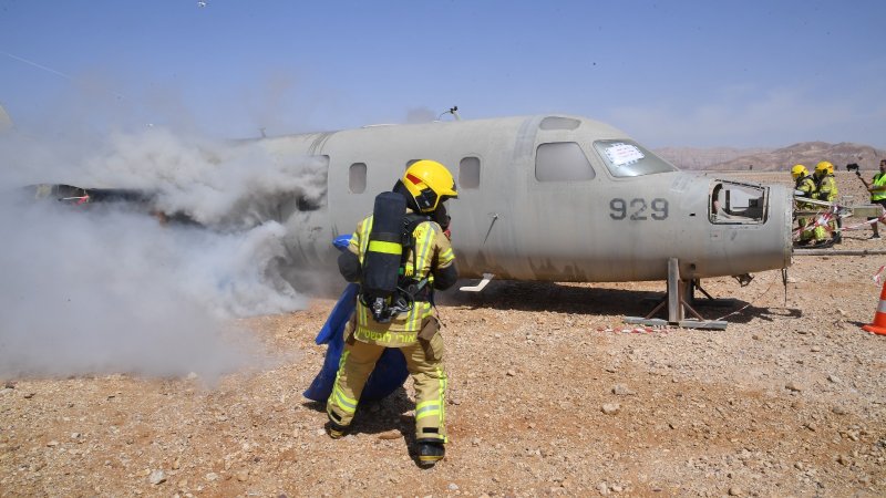 תרגיל חירום בשדה התעופה רמון. צילום: רש"ת