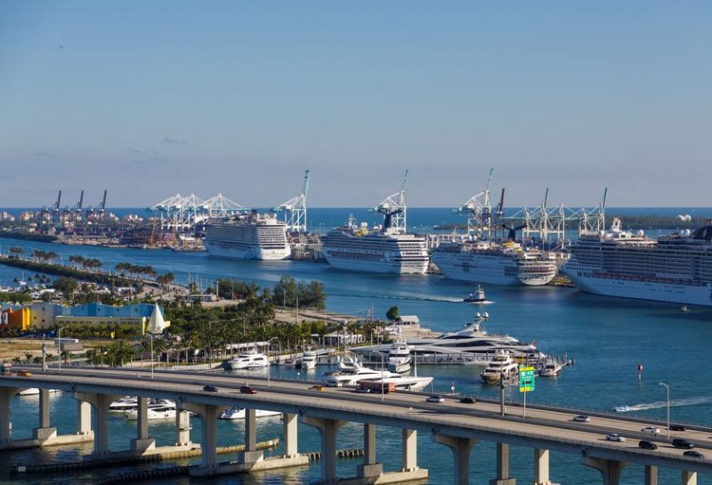 אוניות קרוזים בנמל מיאמי. צילום: 123rf