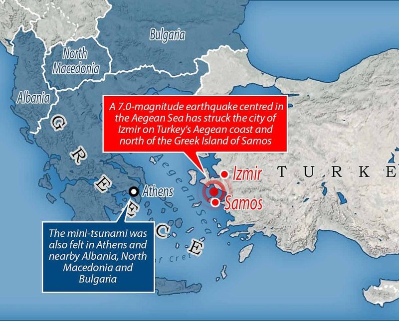 מפת אזור רעידת האדמה - השירות הסייסמולוגי האירופי