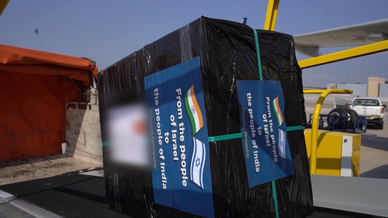 מטען ישראלי בדרכו להודו. צילום: אגף דוברות והסברה, משרד הביטחו