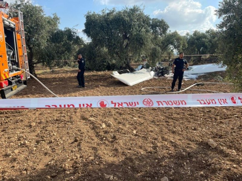 התרסקות מטוס קל בצפון. צילום: דוברות משטרת ישראל