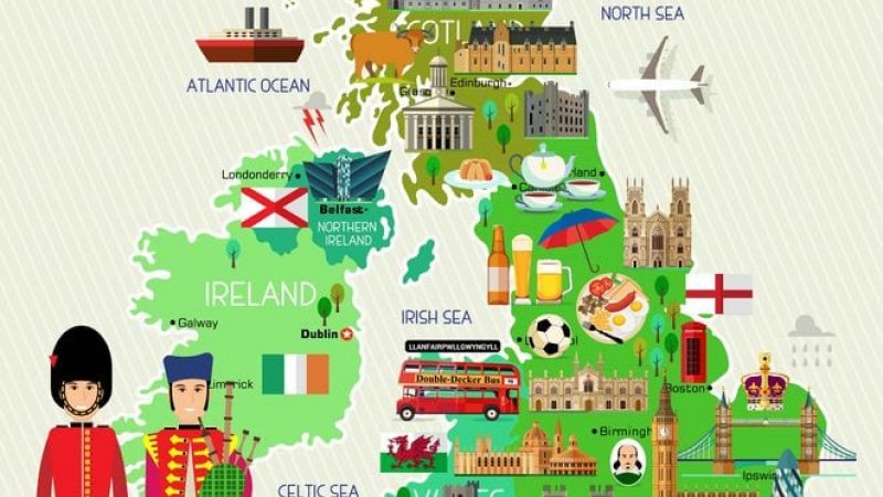 Tourist Map - Britain. Illustration: 123rf