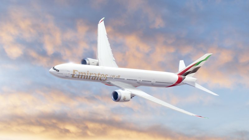 הדמיית מטוס בואינג 777X (צילום: EMIRATES)