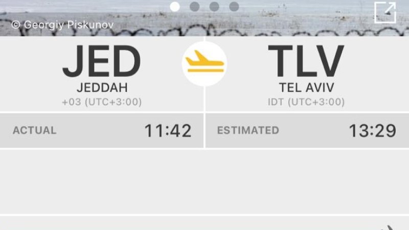 הטיסה מג'דה לנתב"ג (צילום מסך: Flightradar24)