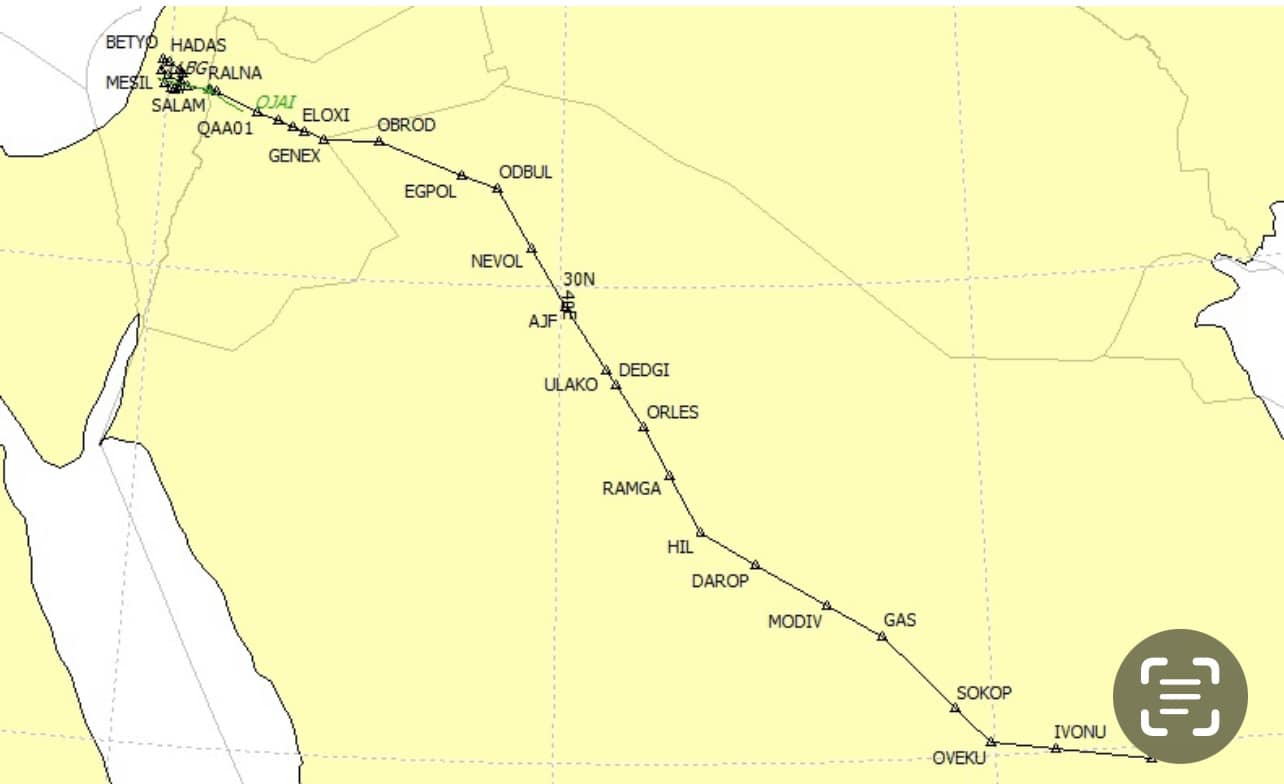 מסלול הטיסה לריאד (צילום מתוך פייסבוק)