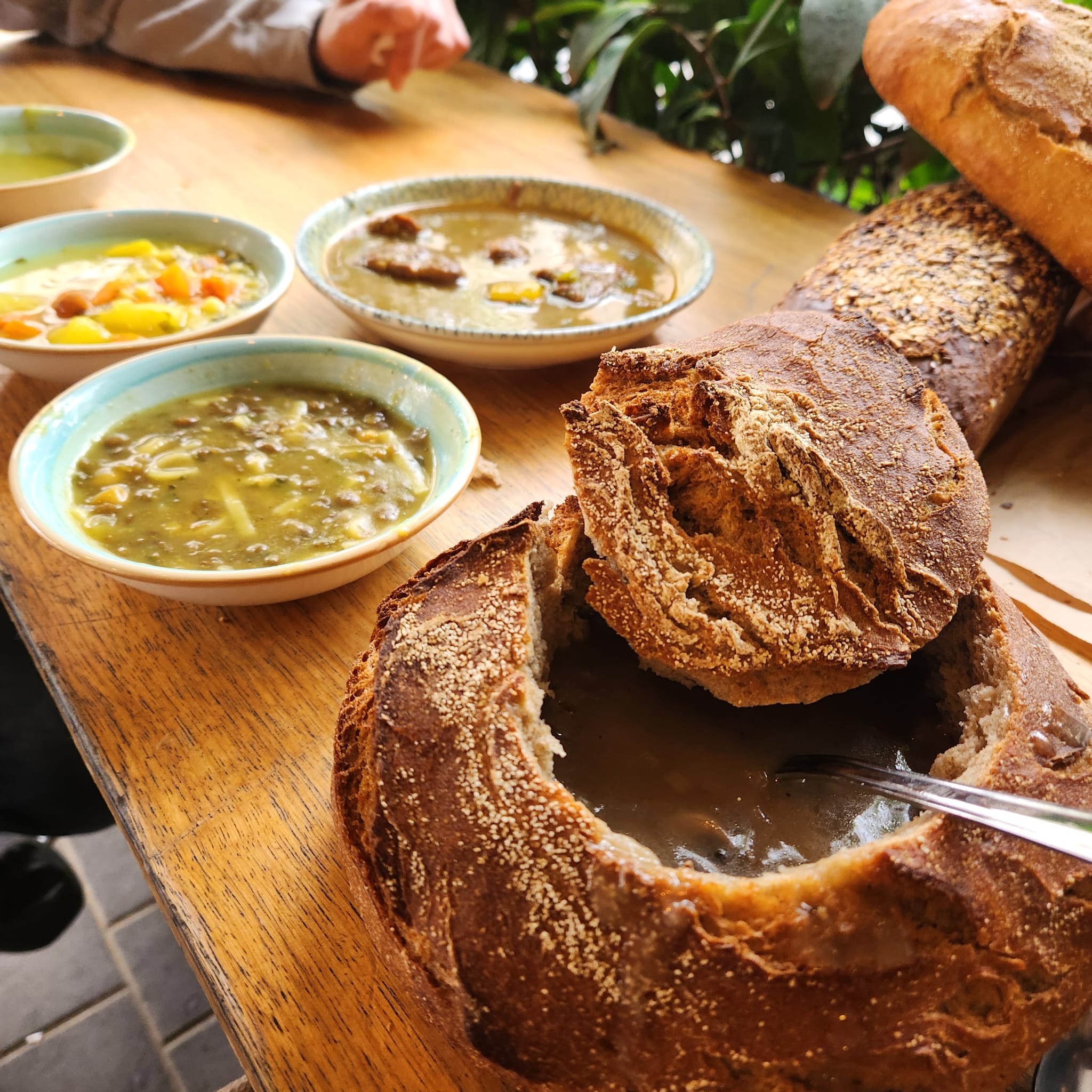 Soup in Bread. Press